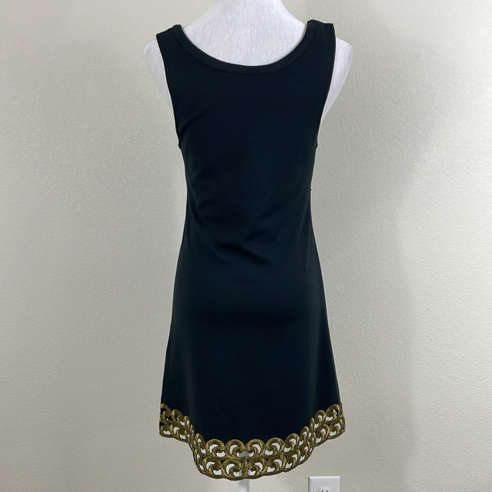 Free People sleeveless gold trim and embroidered a line dress size 4 - Picture 5 of 9